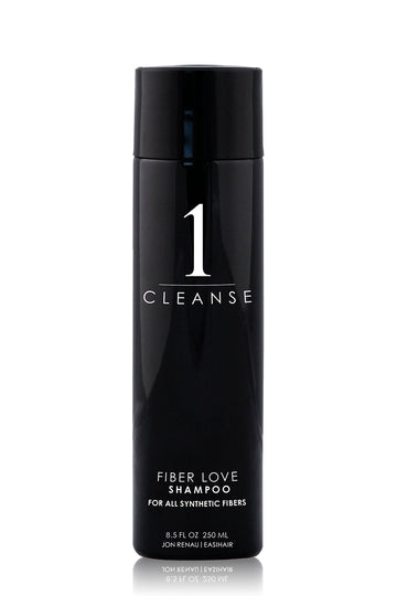 250 ml Black bottle of Fibre Love  Synthetic Wig Shampoo by Jon Renau